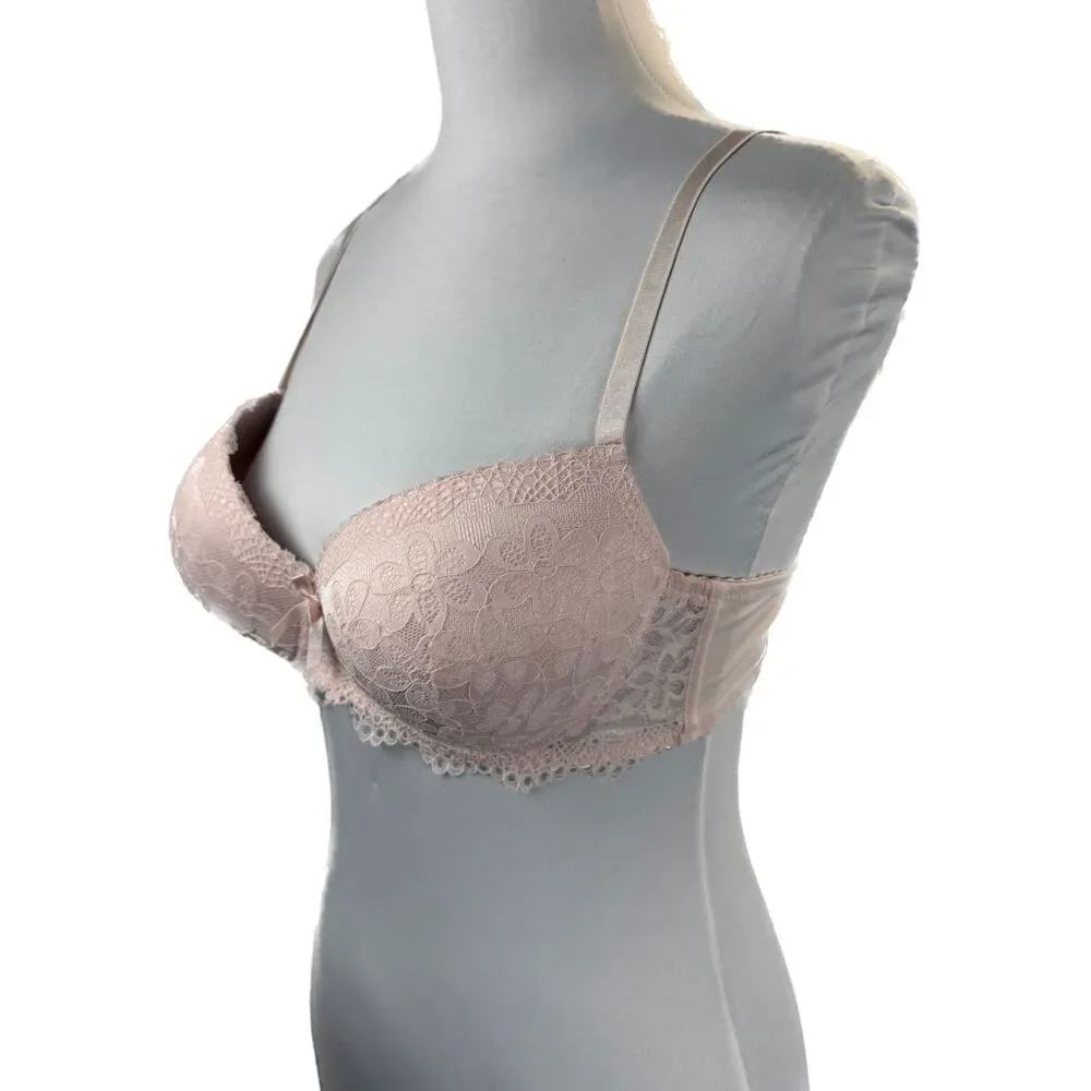 René Rofé Lingerie | Pink Lace Push Up Underwire Bra 36C K1073 - Picture 2 of 6
